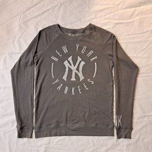 NY Yankees Victoria's Secret PINK French Terry & Lace Top Gray Small Judge Cole